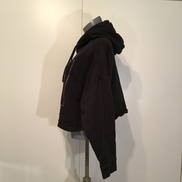 Adidas Cropped Hooded Sweatshirt with Bedazzled Logo Size L - Picture 5 of 11